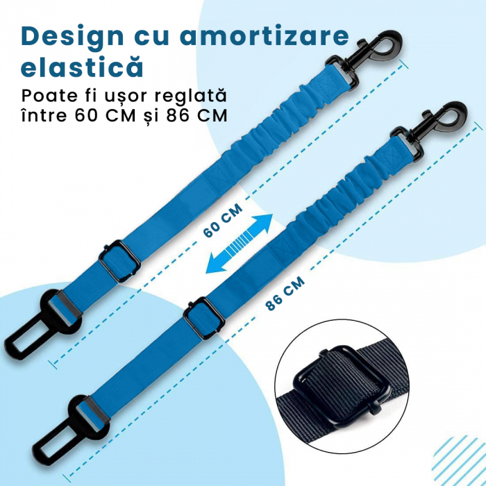 Lesa cu centura de siguranta pentru caini sau pisici, Albastru si Roz [2]