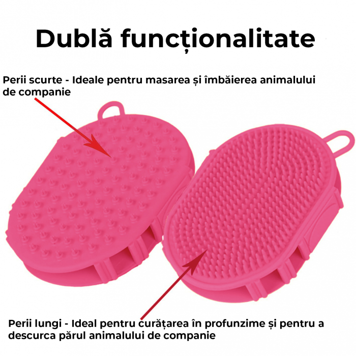 Perie 2 in 1 pentru animale de companie - roz [2]