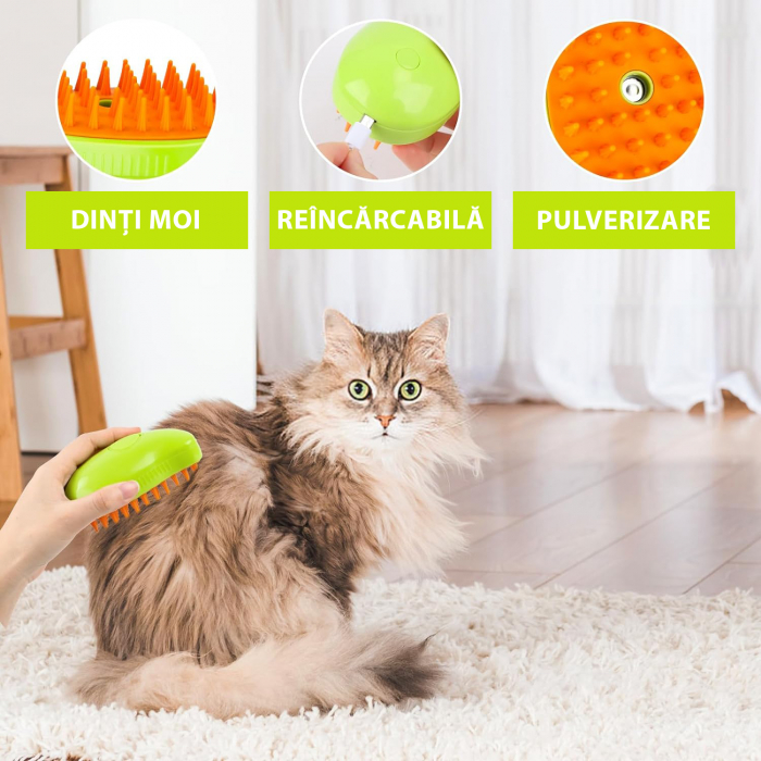 Perie pentru animale de companie cu aburi - Verde [2]