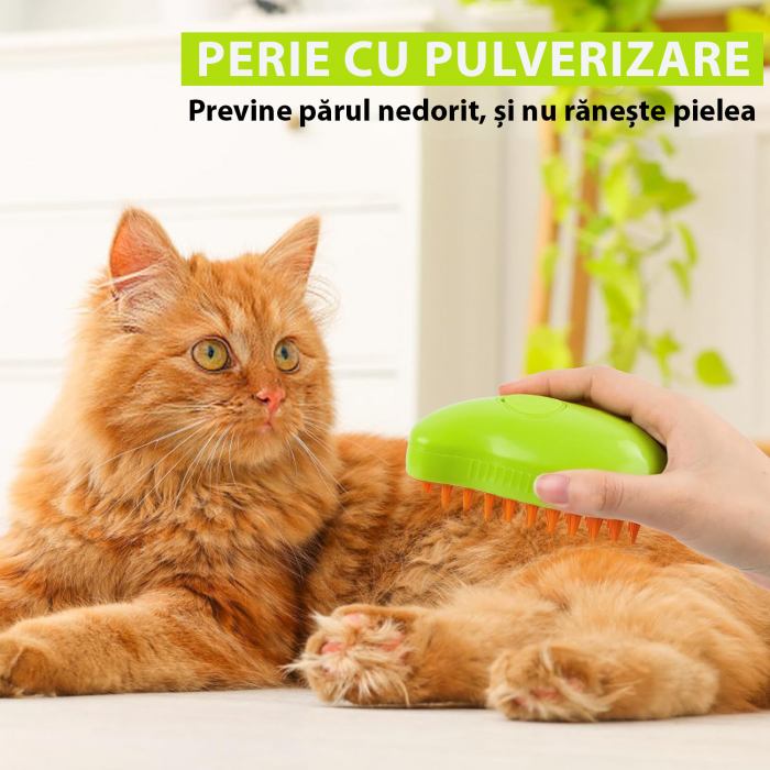 Perie pentru animale de companie cu aburi - Verde [5]