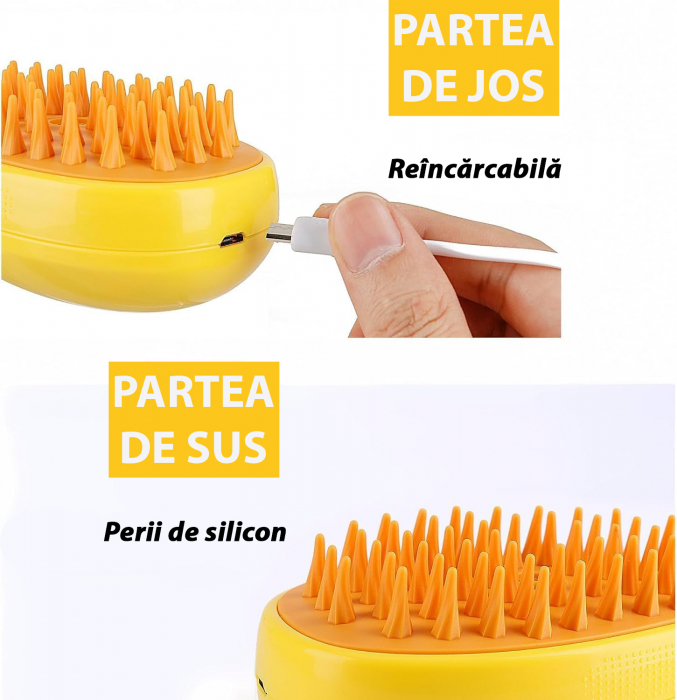 Perie pentru animale de companie cu aburi - Galben [8]