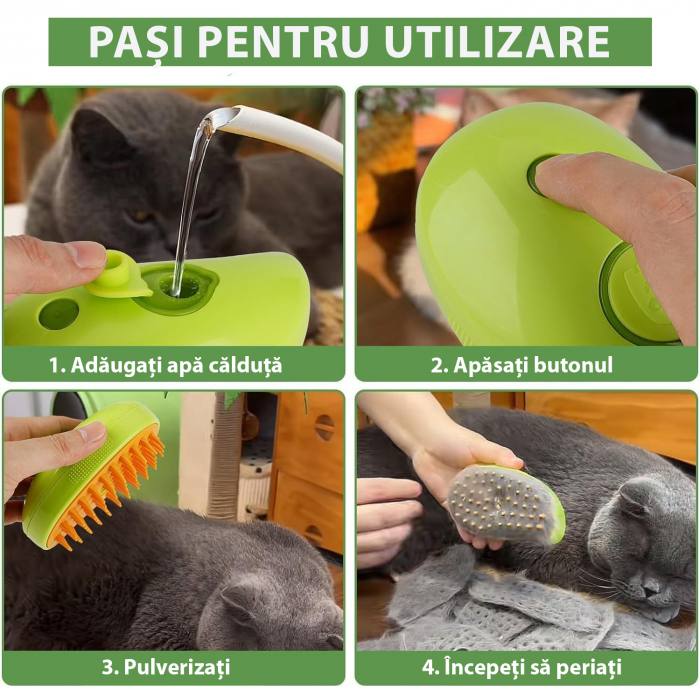 Perie pentru animale de companie cu aburi - Verde [8]