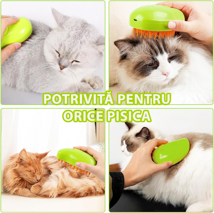Perie pentru animale de companie cu aburi - Verde [6]