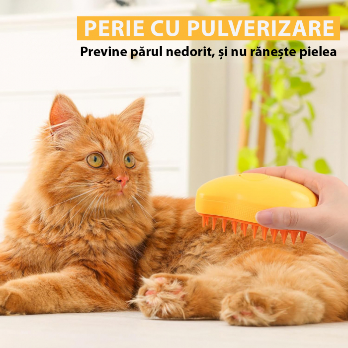 Perie pentru animale de companie cu aburi - Galben [2]