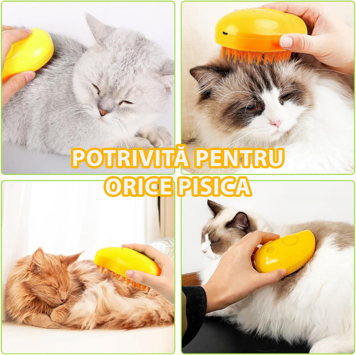 Perie pentru animale de companie cu aburi - Galben [6]