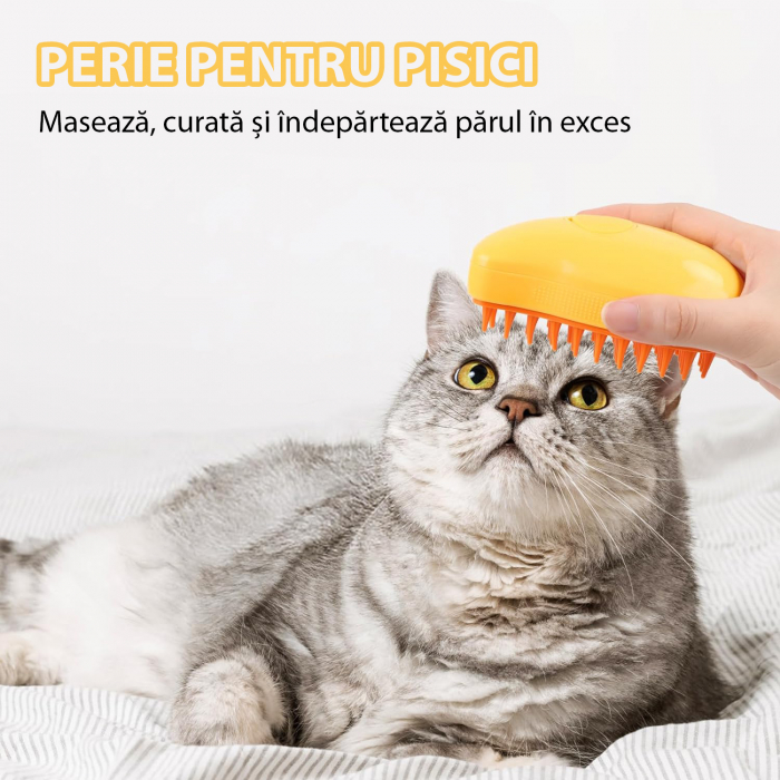 Perie pentru animale de companie cu aburi - Galben [3]