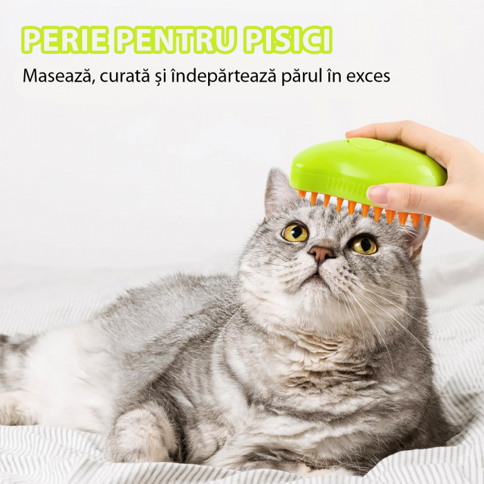 Perie pentru animale de companie cu aburi - Verde [4]