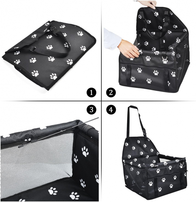 Scaun auto de protectie pentru animale - Negru [9]