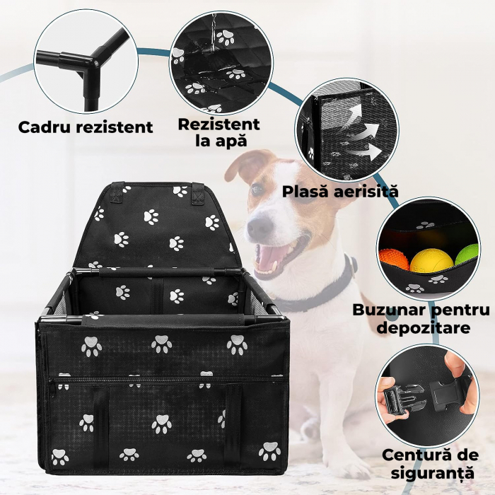Scaun auto de protectie pentru animale - Negru [6]