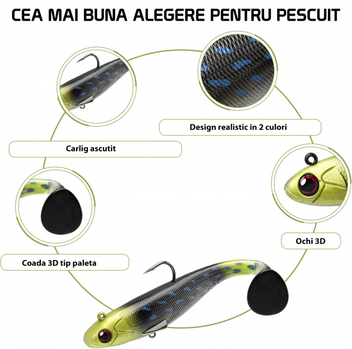 Set 6 naluci din silicon cu carlig jig, culori naturale [6]