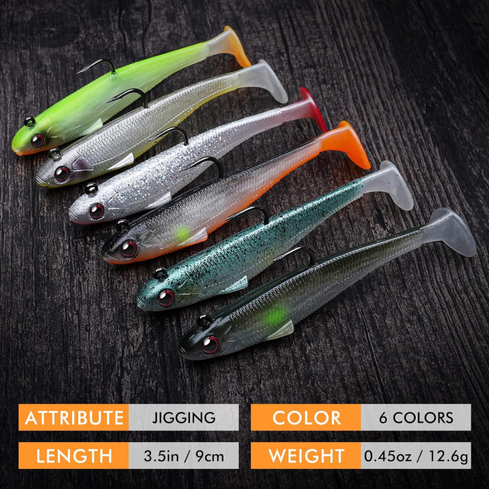 Set 6 naluci din silicon cu carlig, multicolor [5]