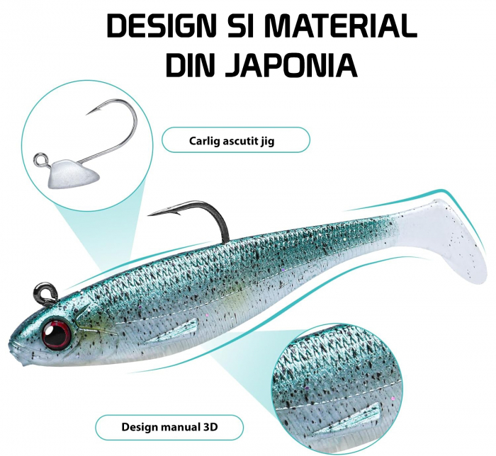 Set 6 naluci din silicon cu carlig, multicolor [6]