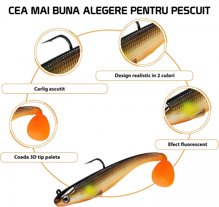 Set 6 naluci din silicon cu carlig, multicolor [3]