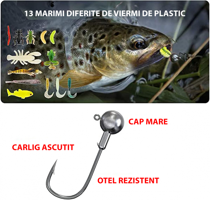 Set 78 momeli artificiale si accesorii pentru pescuit [3]