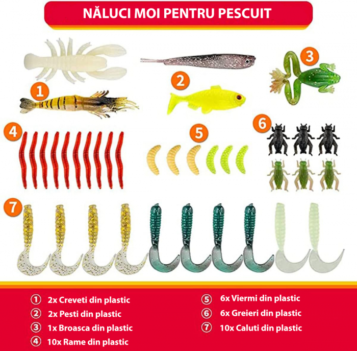 Set 78 momeli artificiale si accesorii pentru pescuit [4]