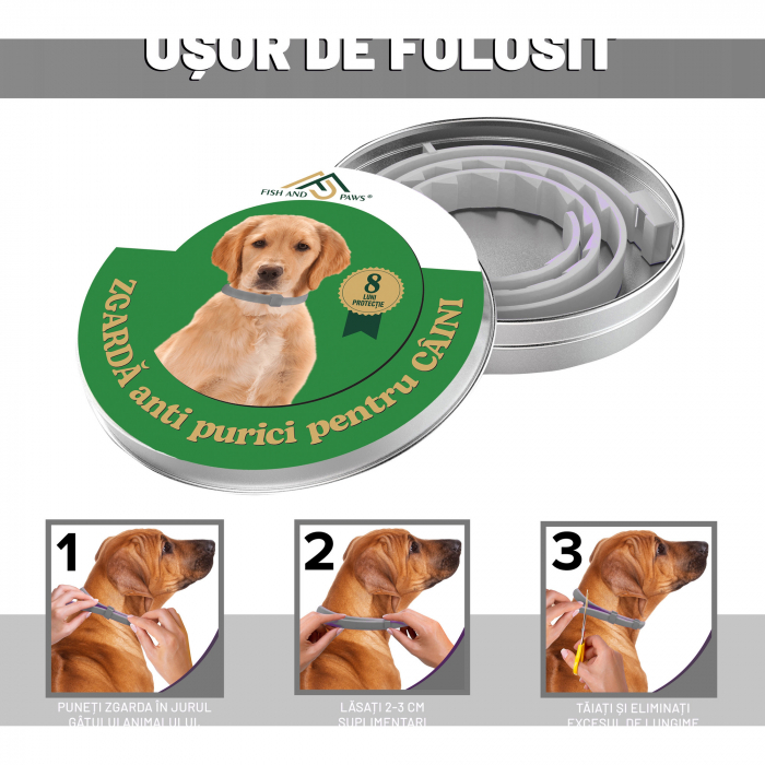 Zgarda anti purici pentru Caini Gri 1 buc [5]