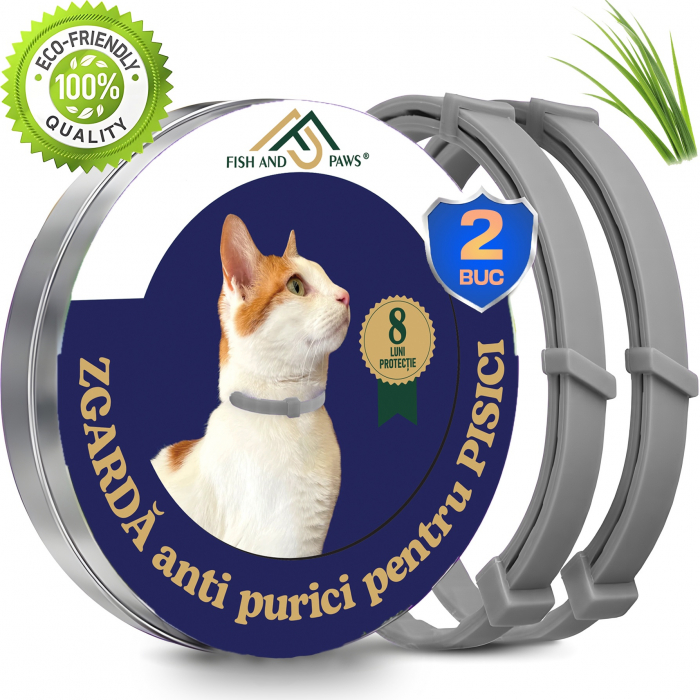 Zgarda anti purici pentru pisici Gri 2 buc [1]