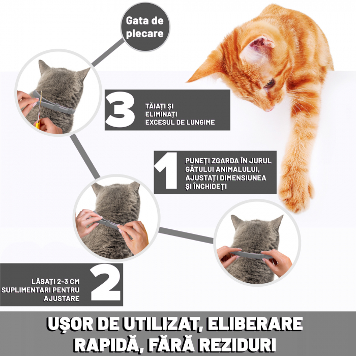 Zgarda anti purici pentru pisici Gri 2 buc [3]
