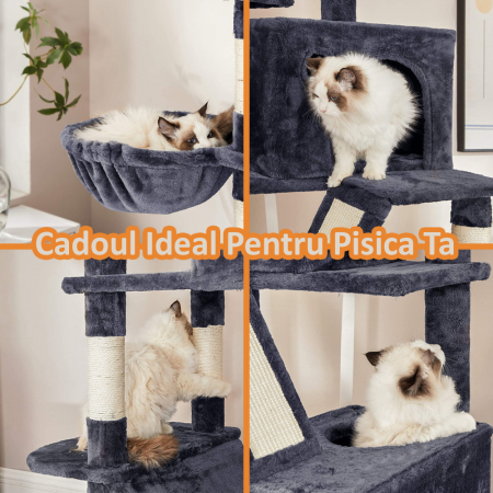 Ansamblu de joaca pentru pisici, 206 cm Gri [8]