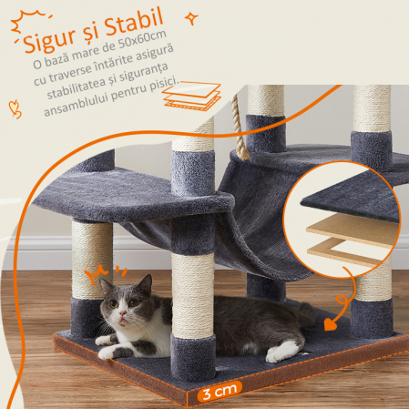 Ansamblu de joaca pentru pisici, 206 cm Gri [9]