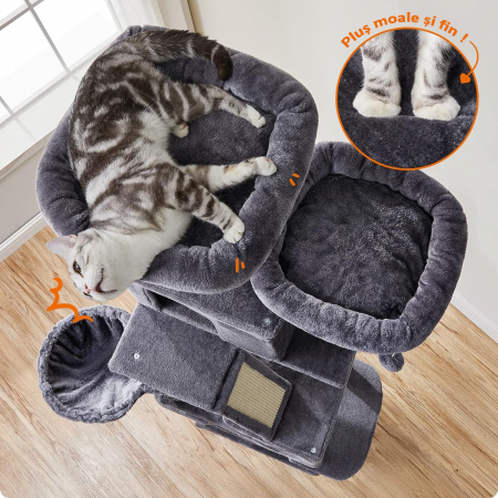 Ansamblu de joaca pentru pisici, 206 cm Gri [4]