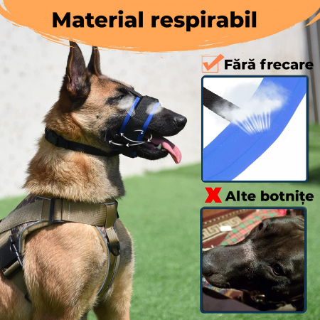 Botnita ajustabila pentru caini, Marimea M, Negru si Albastru [3]