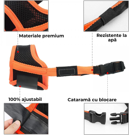 Botnita ajustabila pentru caini, Marimea S, Negru cu Portocaliu [3]