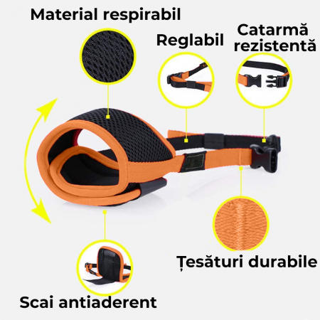 Botnita ajustabila pentru caini, Marimea S, Negru cu Portocaliu [2]
