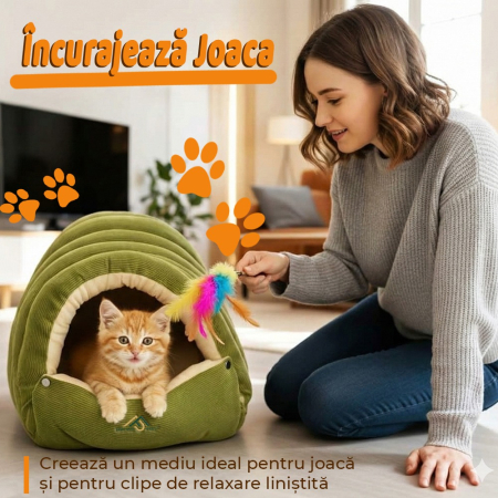 Culcus Pentru Caini si Pisici Verde [1]