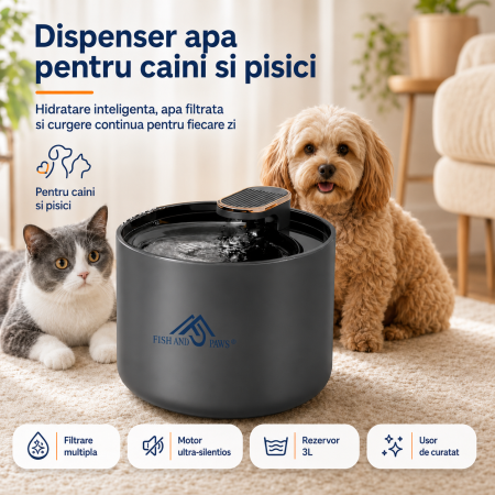 Adapatoare - Dispenser apa pentru caini si pisici - negru