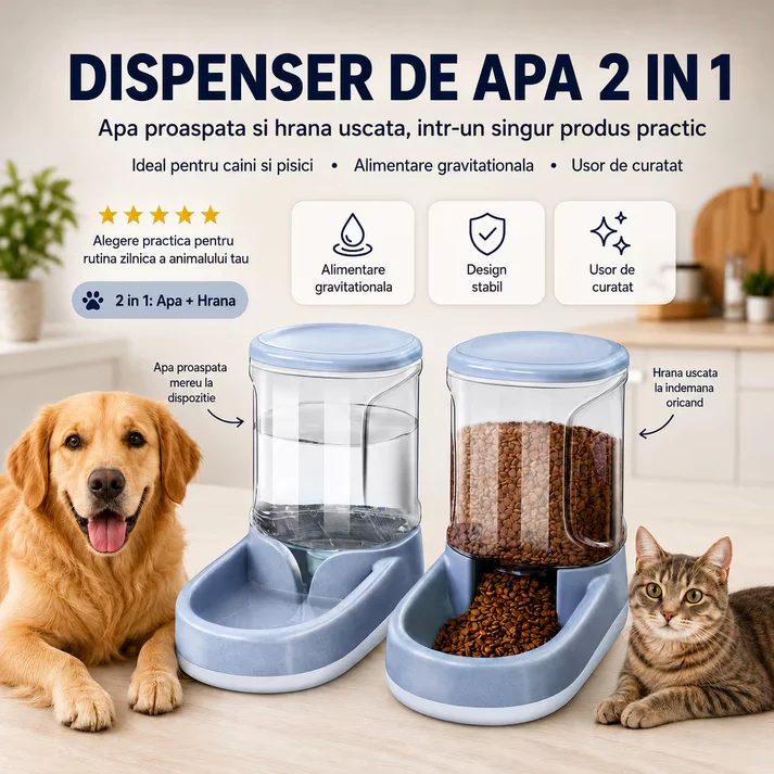 Hranitoare - Dispenser de apa si mancare pentru caini si pisici