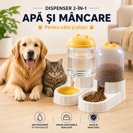 Hranitoare - Dispenser de apă și mâncare Galben