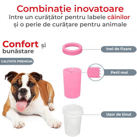 Dispozitiv de curatare si dezinfectare a labutelor animalelor de companie, Roz [4]