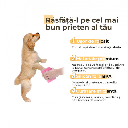 Dispozitiv de curatare si dezinfectare a labutelor animalelor de companie, Roz [5]