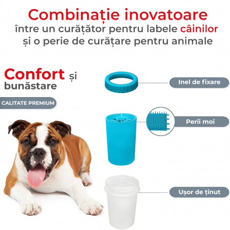 Dispozitiv de curatare si dezinfectare a labutelor animalelor de companie, Albastru [1]