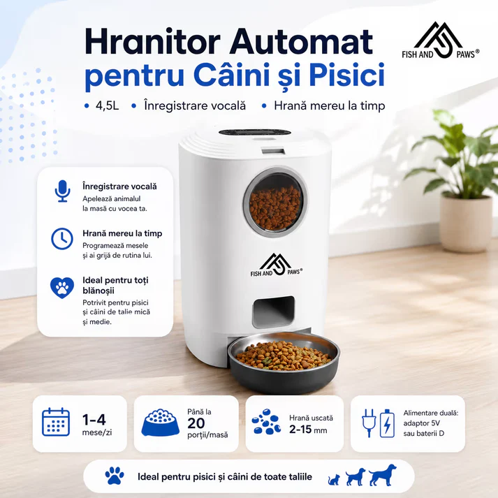 Hranitoare - Hranitor automat pentru caini si pisici cu inregistrare vocala