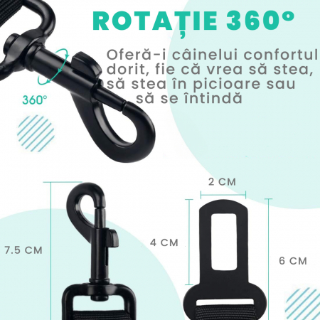 Lesa cu centura de siguranta pentru caini sau pisici, Negru [3]