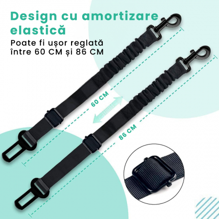 Lesa cu centura de siguranta pentru caini sau pisici, Negru [5]