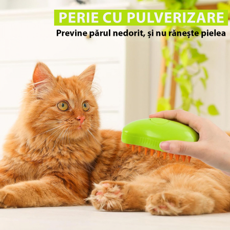 Perie pentru animale de companie cu aburi - Verde [4]