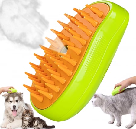 Igiena - Perie pentru animale de companie cu aburi - Verde
