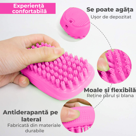 Perie de spalat pentru caini si pisici - roz [3]