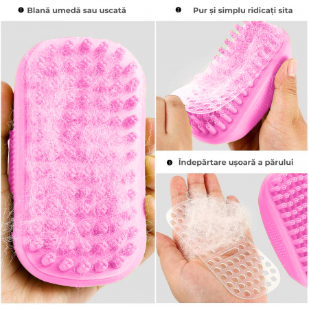 Perie de spalat pentru caini si pisici - roz [7]