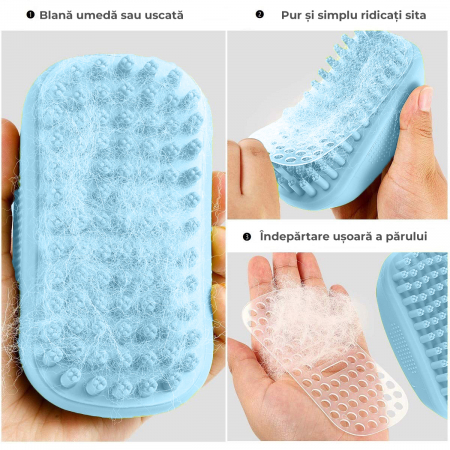 Perie de spalat pentru caini si pisici - albastra [8]