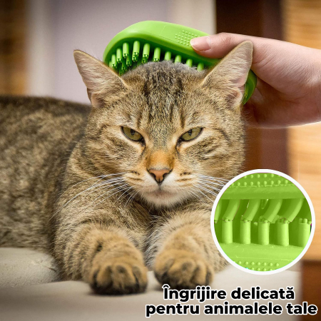 Perie de spalat pentru caini si pisici - verde [2]