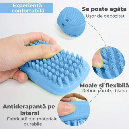 Perie de spalat pentru caini si pisici - albastra [3]