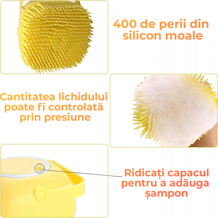 Perie de spalat pentru caini si pisici cu rezervor - galben [3]