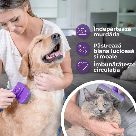 Perie pentru curatarea animalelor de companie - mov [5]