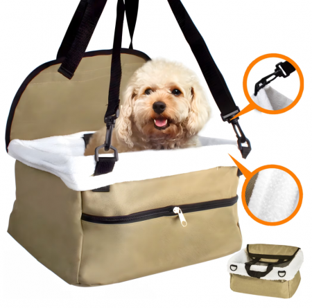 Accesorii - Scaun auto de protectie pentru animale de companie - Bej