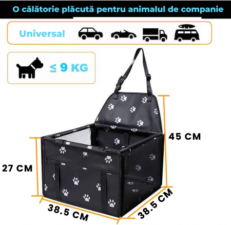 Scaun auto de protectie pentru animale - Negru [9]