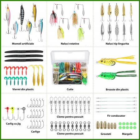 Set 102 momeli artificiale si accesorii pentru pescuit [7]